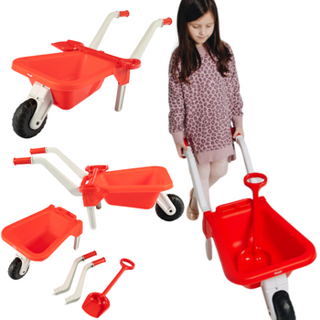 Wheelbarrow for kids with a shovel
