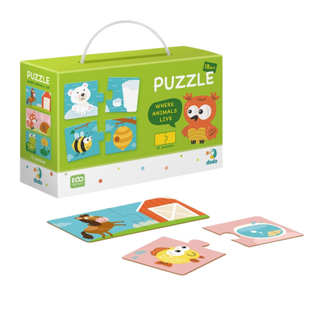 Puzzle Połówki "Gdzie Żyją Zwierzęta" 12 Układanek Dopasowywanie Elementów 300117