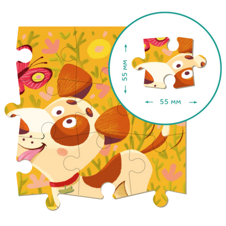 Puzzle "Piesek" 16 Elementów Układanka Dla Dzieci Edukacyjna Zestaw Pies 300111