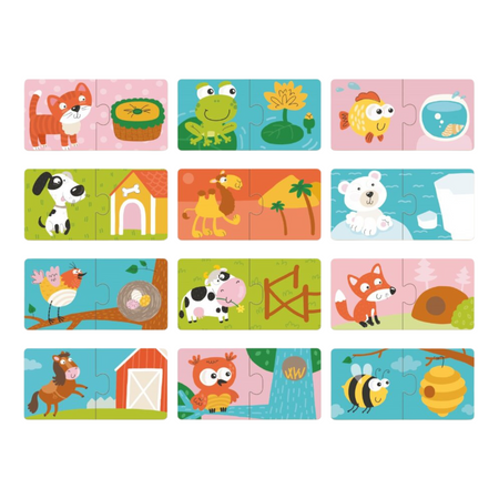 Puzzle Połówki "Gdzie Żyją Zwierzęta" 12 Układanek Dopasowywanie Elementów 300117