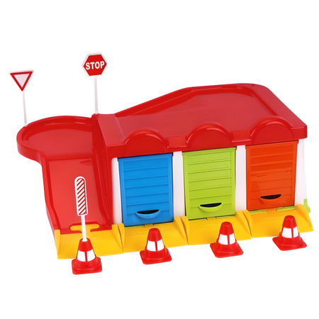 ZESTAW PARKING Z 3 SAMOCHODZIKAMI DLA DZIECI KOLOROWY PARKING ZJAZD ZNAKI 8584