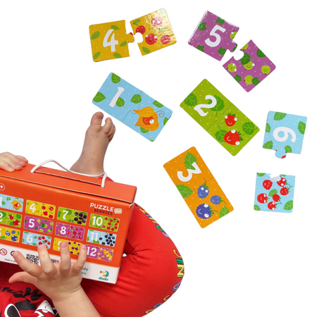 Puzzle Duo Połówki "Owoce" Nauka Liczenia Cyferki 12 Układanek Zestaw 0116