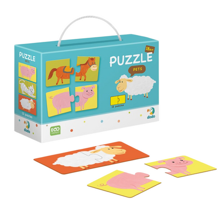 Puzzle Duo Polówki "Zwierzęta" 12 Układanek Dopasowywanie Elementów Zestaw 300115