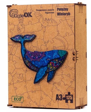 PUZZLE DREWNIANE UKŁADANKA WIELORYB RYBA REKIN  PuA3-00736