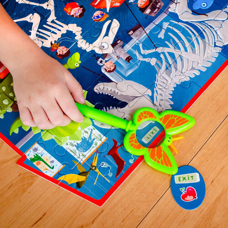 GRA EDUKACYJNA PUZZLE DETEKTYW MUZEUM DINOZAURÓW LUPA ROTER KAFER