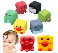 Zestaw Zabawek Do Kąpieli 6 Sztuk Pudełko Z Uchwytem Miękkie Zwierzątka