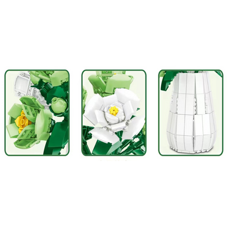 Zestaw Klocki Kwiaty Konstrukcyjne Platycodon Wazon Ozdoba 542 Elementy