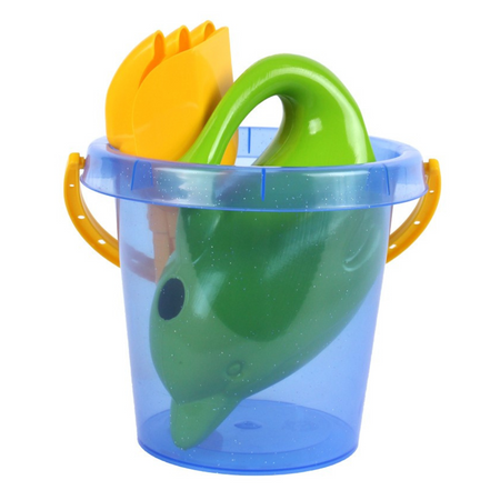 ZESTAW DO ZABAWY W PIASKU NA PLAŻE WIADERKO KONEWKA DELFIN ŁOPATKA GRABKI 7228