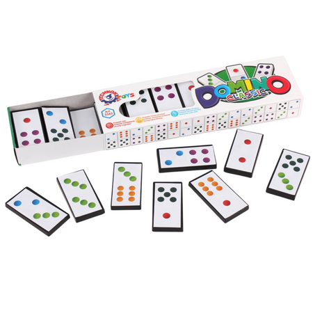Domino Gra Planszowa Zręcznościowa Układanka Liczenie Kolorowy Zestaw 3343