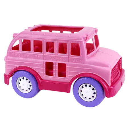 AUTOBUS SZKOLNY RÓŻOWY POJAZD REALISTYCZNE ELEMENTY OTWARTA KLAPA SZKOŁA 7129