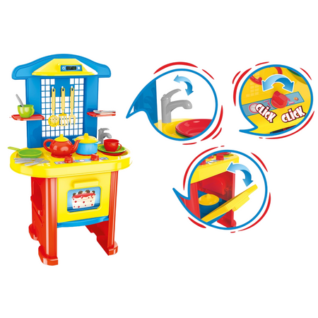 Stolik Kuchenny Z Akcesoriami Kuchnia Zabawkowa Piekarnik Zlew Półki
