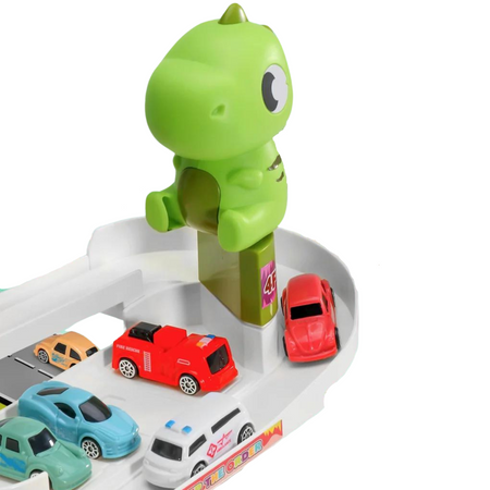 Zestaw Parking Trzypoziomowy Samochody Mata Dinozaury Winda Rampa Autka