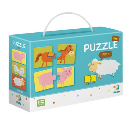 Puzzle Duo Polówki "Zwierzęta" 12 Układanek Dopasowywanie Elementów Zestaw 300115