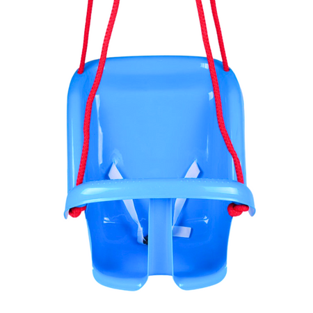 HUŚTAWKA DLA DZIECI PLASTIKOWA NA SZNURKACH PASEK ZABEZPIECZAJĄCY