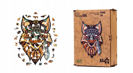 PUZZLE DREWNIANE UKŁADANKA LEŚNY LIS LISEK KOLOROW  PuA3-00722