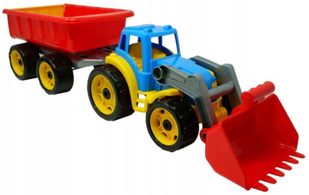 DUZY TRAKTOR CIĄGNIK Z PRZYCZEPĄ KOPARKA MEGA 64cm 6221