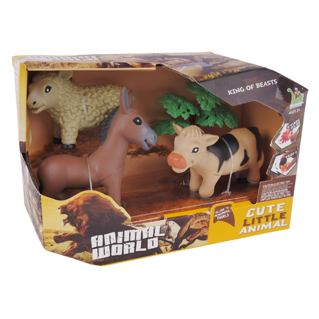 Zestaw Zwierząt Wiejskich Krówka Owieczka Osiołek Drzewo Zabawa W Farmę