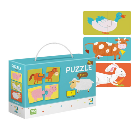 Puzzle Duo Polówki "Zwierzęta" 12 Układanek Dopasowywanie Elementów Zestaw 300115