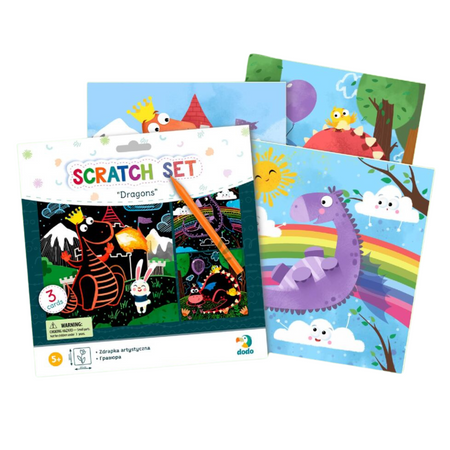 Zdrapka Artystyczna "Smoki" Wydrapywanka Metoda Scratch Dla Dzieci Obrazki 300215