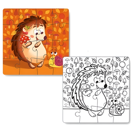 PUZZLE KOLOROWANKA 2w1 MOTYW JEŻYKA DWUSTRONNA KREATYWNA ZABAWA DLA DZIECI