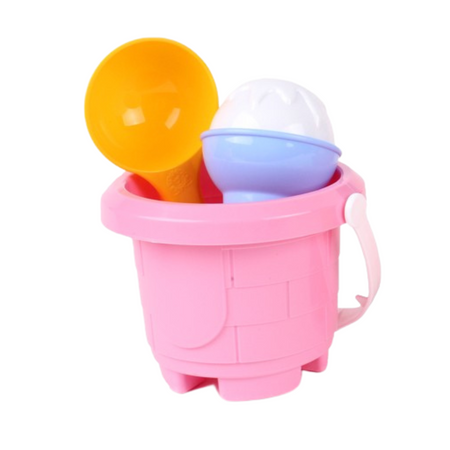 ZESTAW DO PIASKU W OKRĄGŁYM WIADERKU FOREMKA W KSZTAŁCIE LODA ŁYŻKA 7068