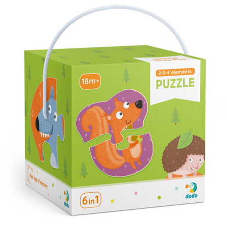 PUZZLE "LEŚNE ZWIERZĘTA" SZEŚĆ UKŁADANEK 2-3-4 ELEMENTY EDUKACYJNA ZABAWA