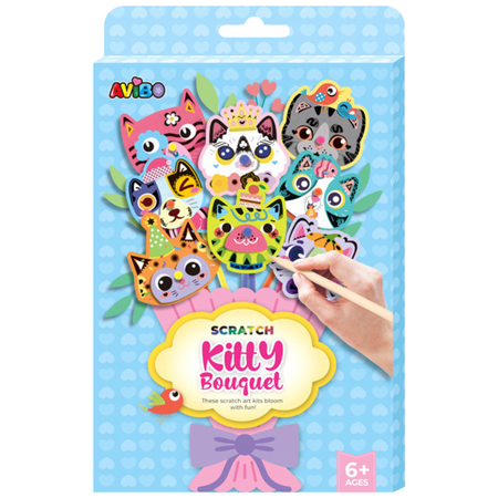 Zestaw Artystyc DIY Bukiet Kotki Rysowanie Scratch Wydrapywanka Zdrapywanka