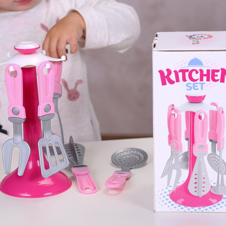 ZESTAW KUCHENNY PRZYBORY KUCHENNE NARZĘDZIA NA STOJAKU ŁOPATKA TŁUCZEK 6726