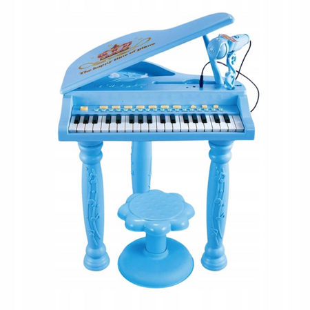 Elektryczny Fortepian Duży Zestaw Mikrofon Krzesełko Efekty Świetlne