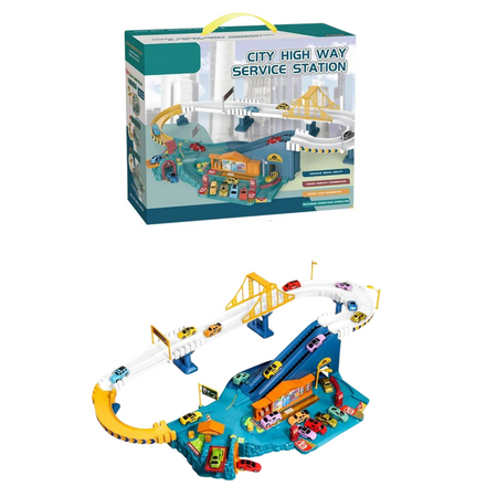 Zestaw Interaktywny Tor Wyścigowy Parking Samochody Światło Dźwięk