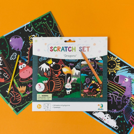 Zdrapka Artystyczna "Smoki" Wydrapywanka Metoda Scratch Dla Dzieci Obrazki 300215
