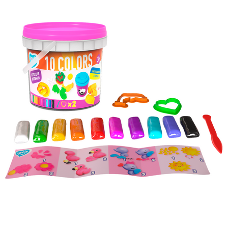 Zestaw Ciastolina Plastelina Masa Plastyczna Do Modelowania 10 Kolorów 41153