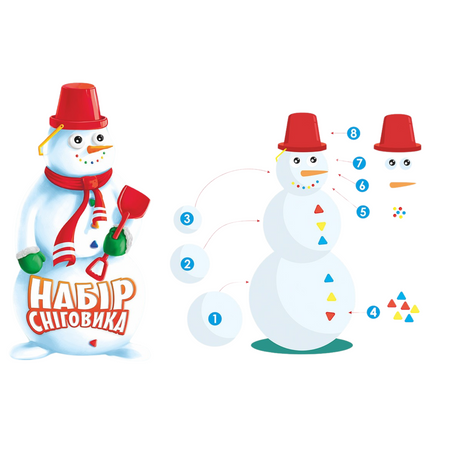 ZESTAW AKCESORIÓW DO BUDOWY BAŁWANA NA ŚNIEGU Z PIASKU ELEMENTY DEKORACYJNE 6498