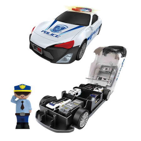 SAMOCHÓD POLICYJNY ROZKŁADANY EFEKTY DŹWIĘKOWE ŚWIETLNE 3 SAMOCHODZIKI