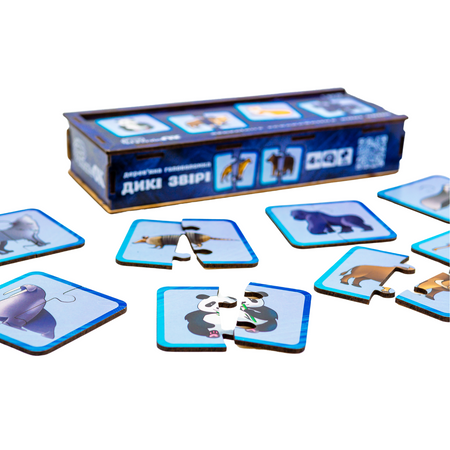 Drewniana Łamigłówka Dzikie Zwierzęta Łączenie Połówek Zestaw Puzzle Puz-44657