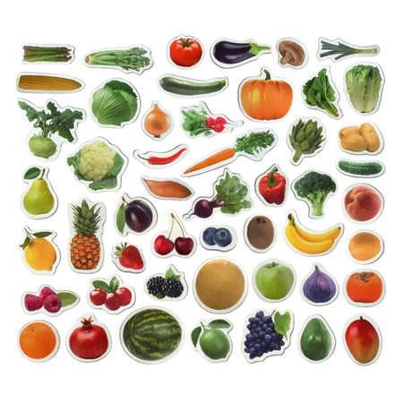 ZESTAW MAGNESÓW WARZYWA I OWOCE JASNE KOLORY JEDZENIE SOLIDNE WYKONANIE MV6032-42