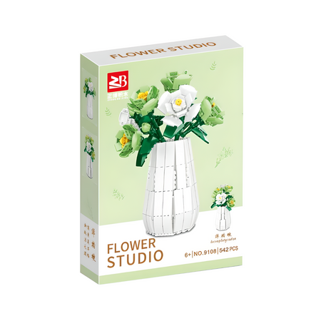 Zestaw Klocki Kwiaty Konstrukcyjne Platycodon Wazon Ozdoba 542 Elementy