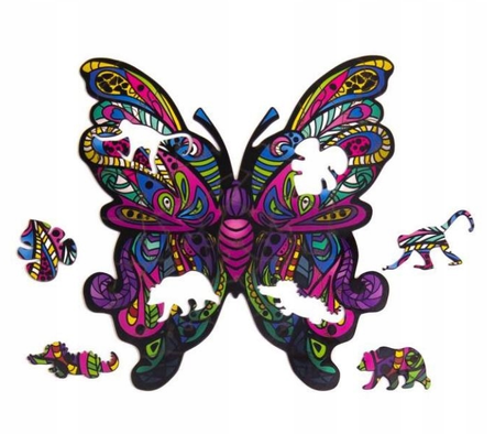 PUZZLE DREWNIANE UKŁADANKA MOTYL KOLOROWY WZORY  PuA3-01235