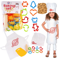 ZESTAW DO PIECZENIA CIASTECZEK FOREMKI RÓŻNE KSZTAŁTY FARTUSZEK CZAPKA 5026