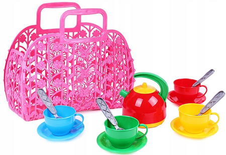 ZESTAW NACZYŃ DO HERBATY W KOSZYKU 1608