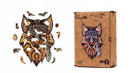 PUZZLE DREWNIANE UKŁADANKA LEŚNY LIS LISEK KOLOROW PuA4-00708