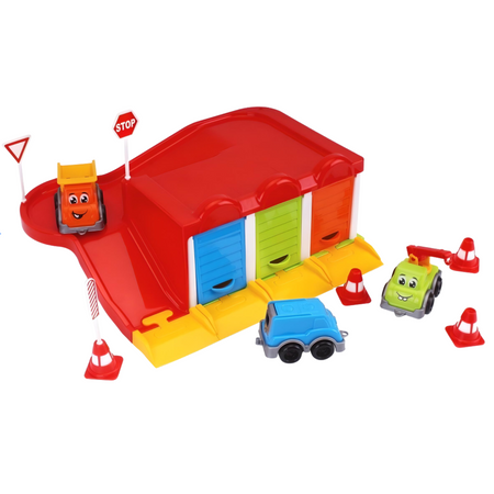 ZESTAW PARKING Z 3 SAMOCHODZIKAMI DLA DZIECI KOLOROWY PARKING ZJAZD ZNAKI 8584