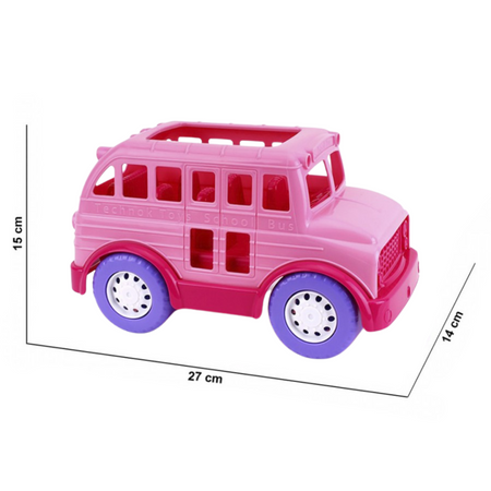 AUTOBUS SZKOLNY RÓŻOWY POJAZD REALISTYCZNE ELEMENTY OTWARTA KLAPA SZKOŁA 7129