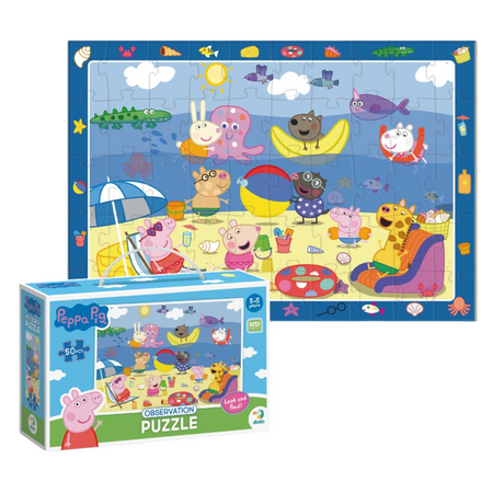 Puzzle obserwacyjne "Świnka Peppa - Wakacje" Układanka 50 Elementów Morze 200473