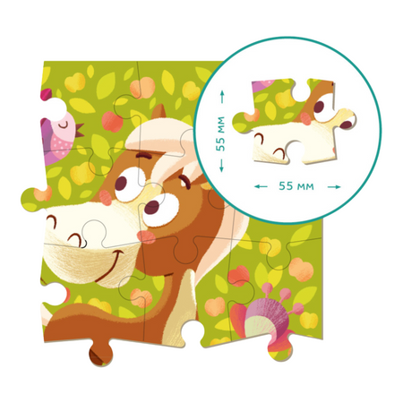 Puzzle Konik 16 Elementów Układanka Dla Dzieci Zestaw Urocza Grafika art. 0114