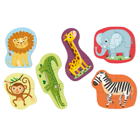 Puzzle 2-3-4 Elementy Dzikie Zwierzęta Układanka Edukacyjna Zestaw 300153