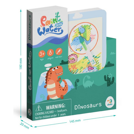 MALOWANIE MARKEREM WODNYM KOLOROWANKA "DINOZAURY" ZESTAW DLA NAJMŁODSZYCH 300310