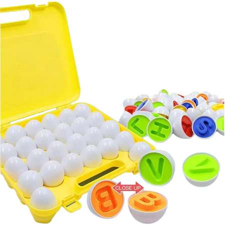 Duży Zestaw Układanka Gra Edukacyjna Sorter Montessori Klocki Jajka Litery