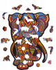 PUZZLE DREWNIANE UKŁADANKA SŁOŃ SŁONIK KOLOROWY  PuA4-01717