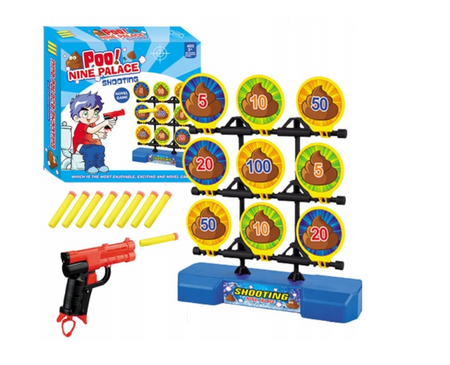 Zestaw Do Strzelania Pistolet Broń Naboje Piankowe Ruchoma Tarcza Dla Dziec